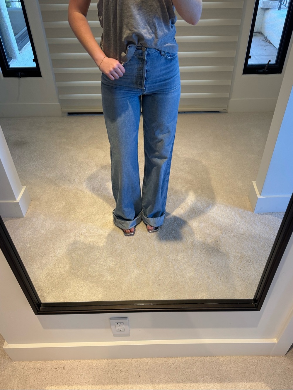 AGOLDE High-Rise Wide Leg Jeans in Light Blue Wash